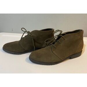 Danexx Marista Olive Green Suede Chukka Boots Womens 9M Plaid Lined Ankle Bootie